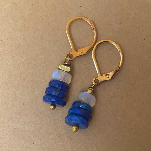 Lapis Moonstone Sundance Charm Earrings - Picture 5 of 9